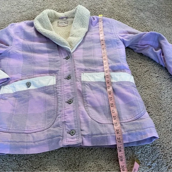 Free People We the Free Woodland Plaid Jacket Lilac Grey Size Small Sherpa - Picture 9 of 13
